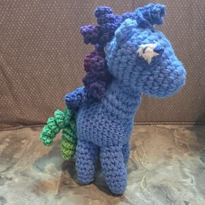Handmade Blue and Green Stuffed Animal Toy